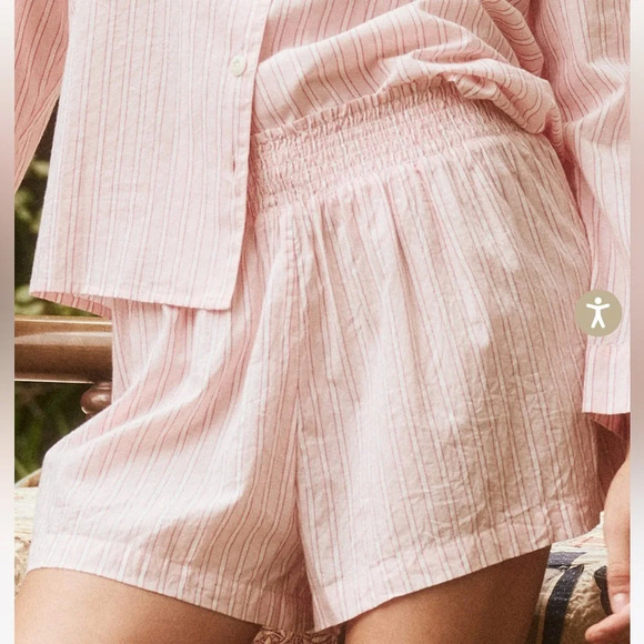 The Great. The Panama Shirt & Smocked Shirts in pink Slumber Stripe - Picture 3 of 11